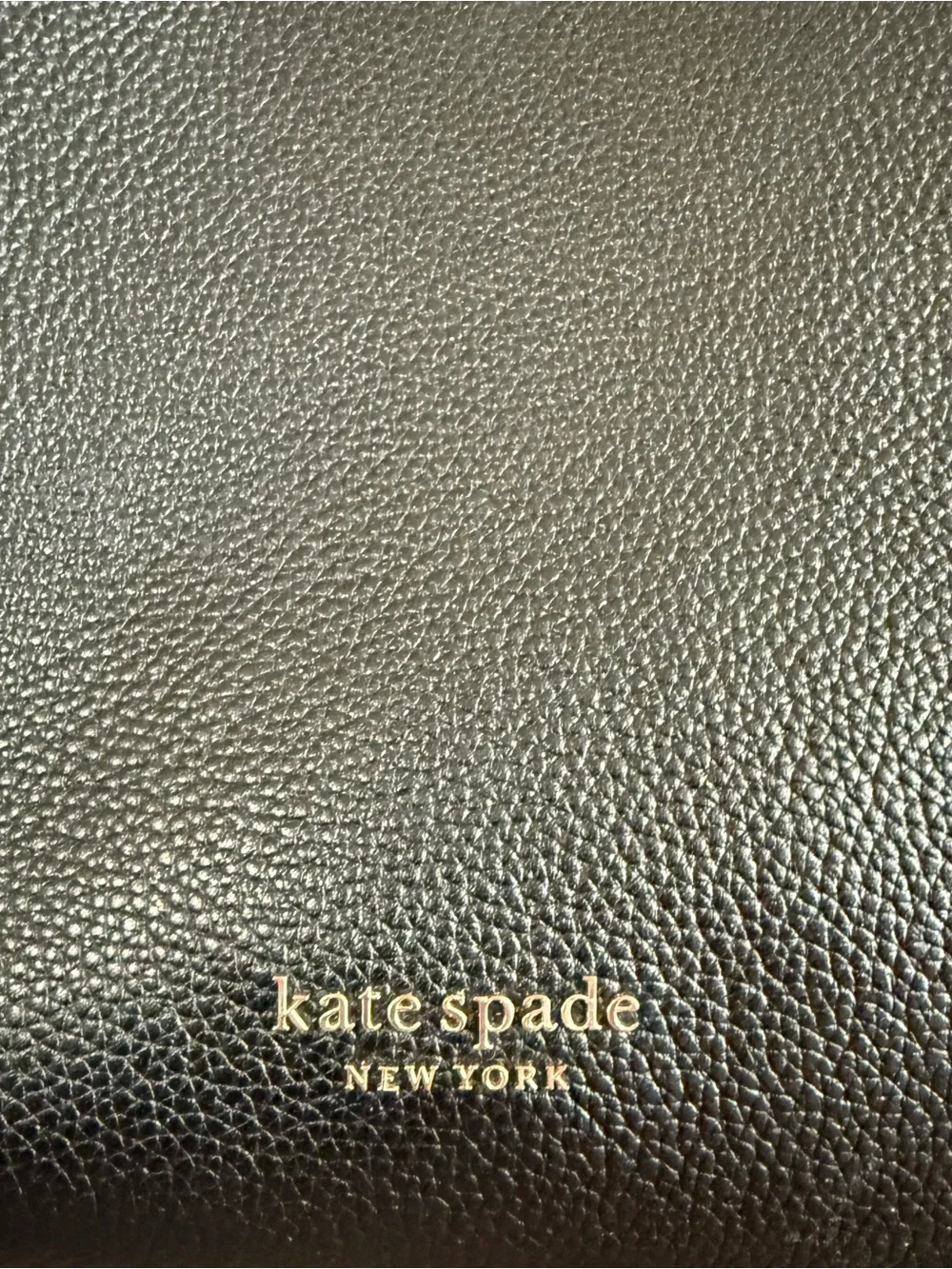 kate spade Black Pebbled Leather Tote with White Interior Trim